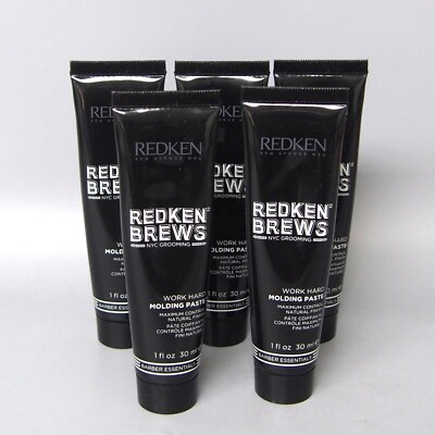 5 PACK Redken Brews Work Hard Molding Paste 1oz - 5 fl oz Total