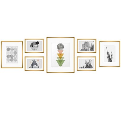 7 Pack 11x14 Bronze Aluminum Picture Frame for 8x10 Photo Real Glass Wall Mount