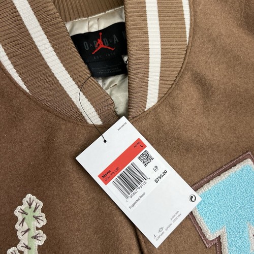 JORDAN TRAVIS SCOTT X JORDAN VARSITY JACKET SIZE LARGE MENS ANTIQUE BROWN