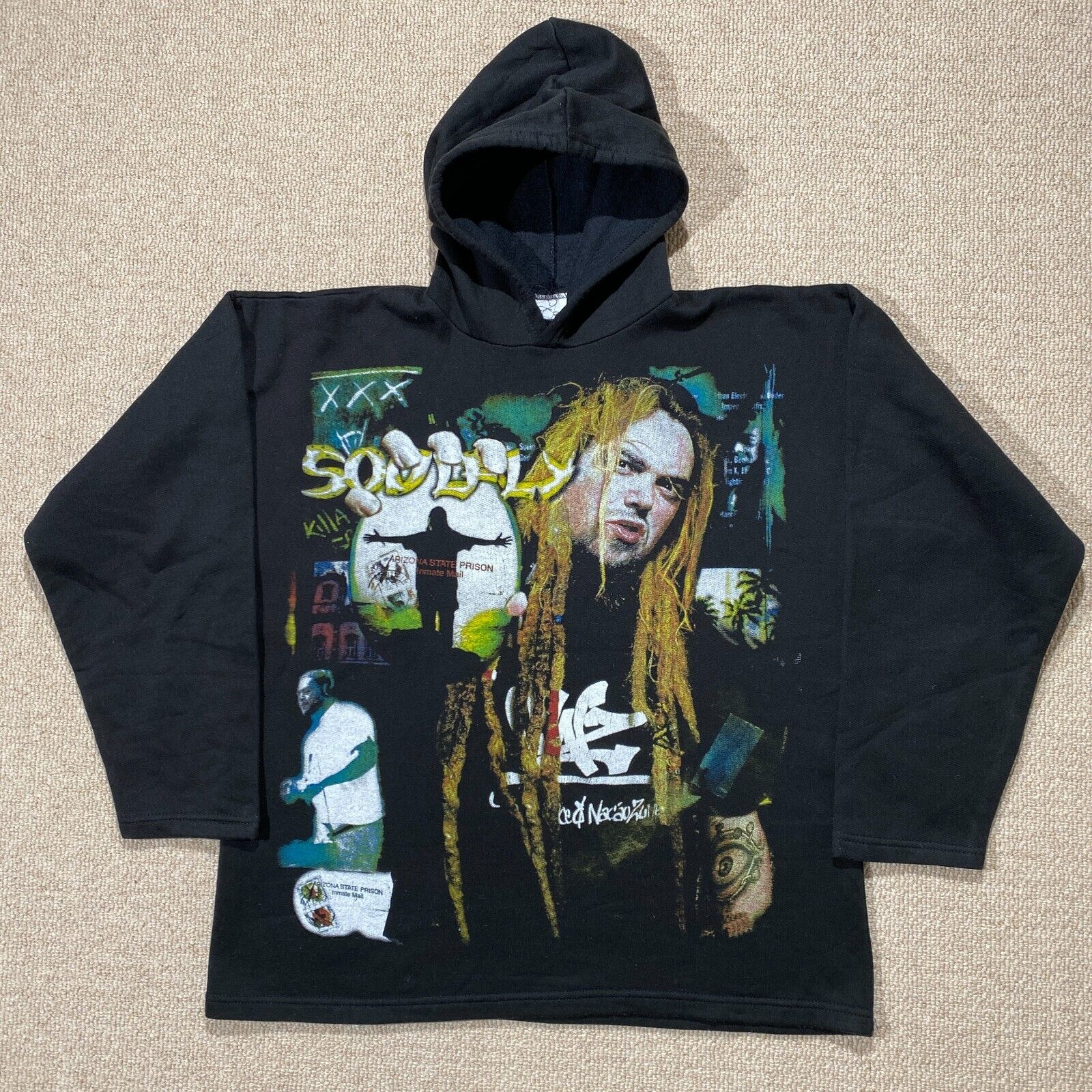 VINTAGE Soulfly Max Cavalera Hoodie Mens Medium Black Heavy VINTAGE Soulfly Max Cavalera Hoodie Mens Medium Black Heavy