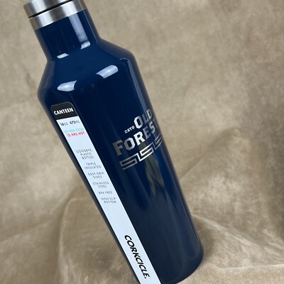 NEW Corkcicle Old Forester Bourbon Tumbler Water Bottle Jug Canteen 16 oz Blue