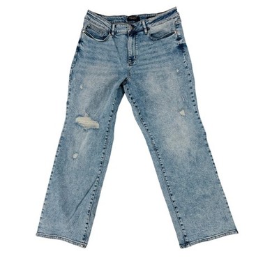 Judy Blue 90s Straight Leg Distressed Light Wash High Rise Jeans Blue Size 11/30