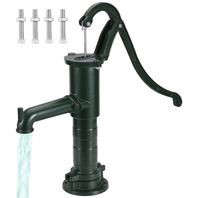 VEVOR Hand Water Pump Well Pitcher Cast Iron Press Suction Yard Garden Green
