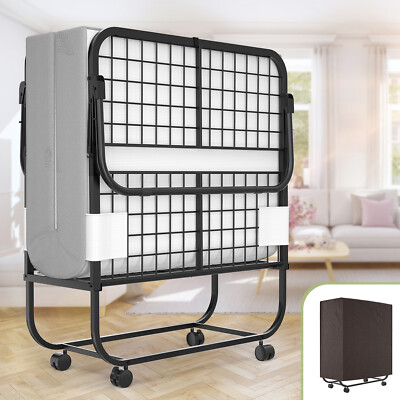 Folding Bed with 5 Inch Foam Mattress, Rollaway Bed for Guests, Portable Bed