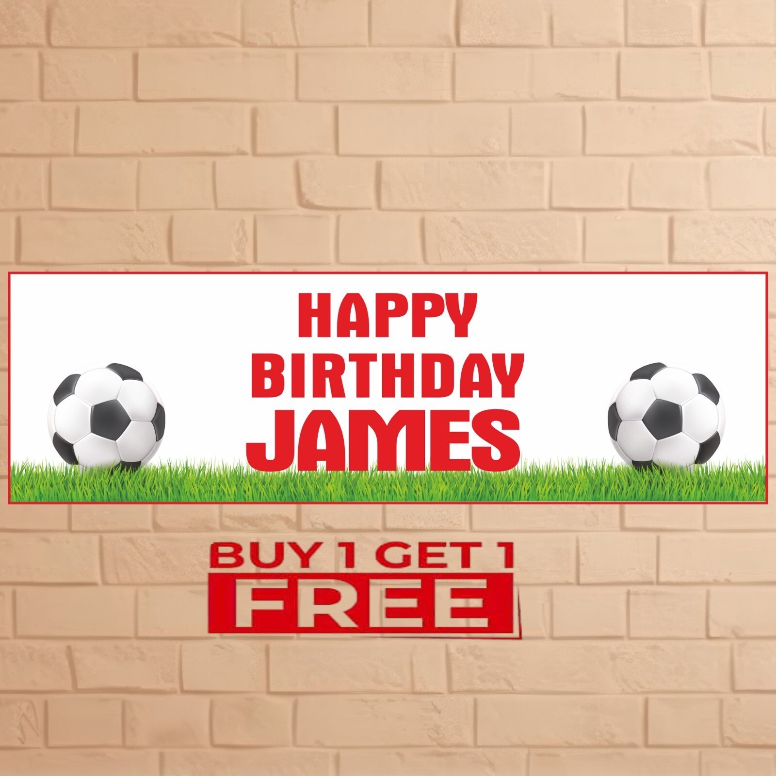 2x Personalised Football Birthday Banner Custom Name Party Decoration UK