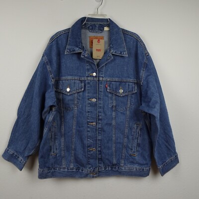 Levi's Baggy Trucker Jacket Women's Size M Blue Denim Jean Jacket Cotton