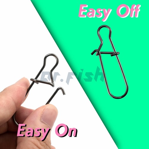 50/500pcs Fishing Duo-lock Snap Clips 25-220 LBs Stainless Steel Lure Tackle