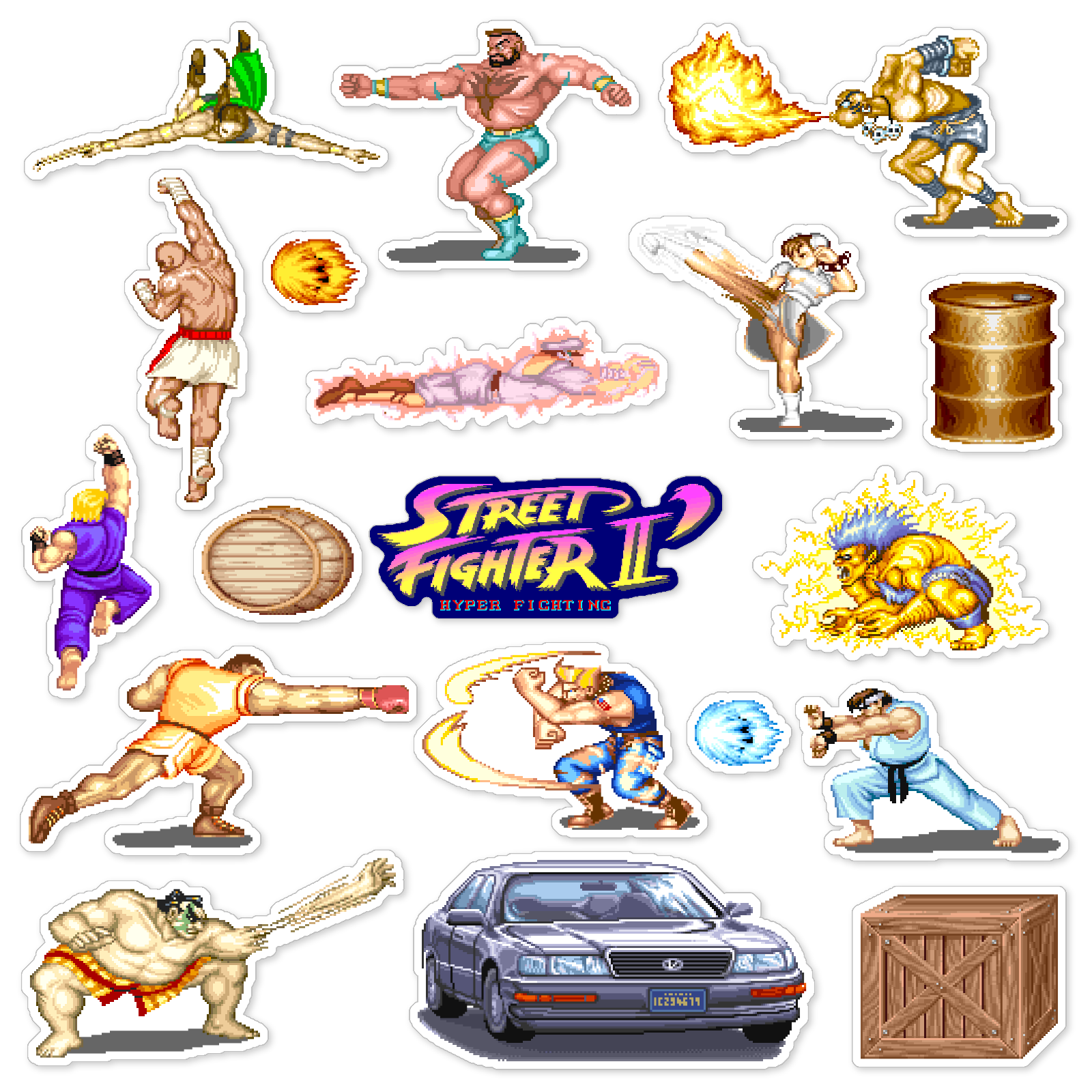 Street Fighter II 2 Turbo Hyper Fighting Stickers Pixel Art