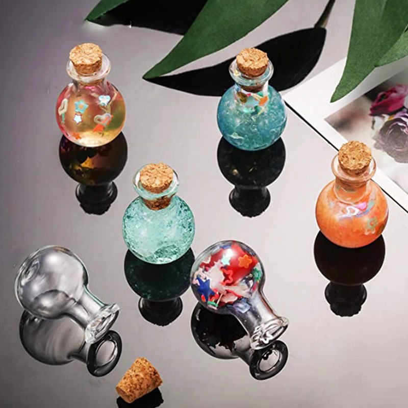 10PCS Mini Clear Glass Bottles With Corks For Wedding Birthday