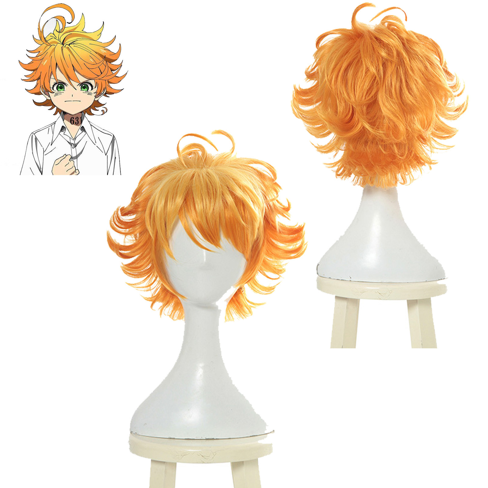 The Promised Neverland Emma Cosplay Wig Short Orange Ombre