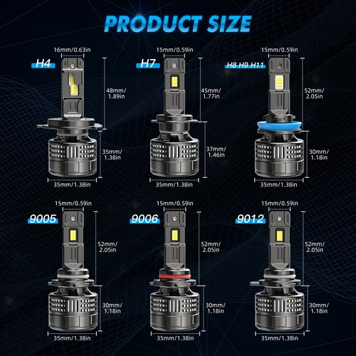 BEVINSEE V55 H7 LED Headlight Bulbs Single Beam Replacement Light 150W White 12V