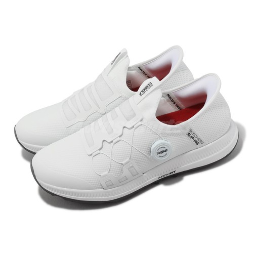 Белые мужские кроссовки Skechers Go Golf Elite 5 с шипами для гольфа Easy On Golf Spikes 214066-WHT