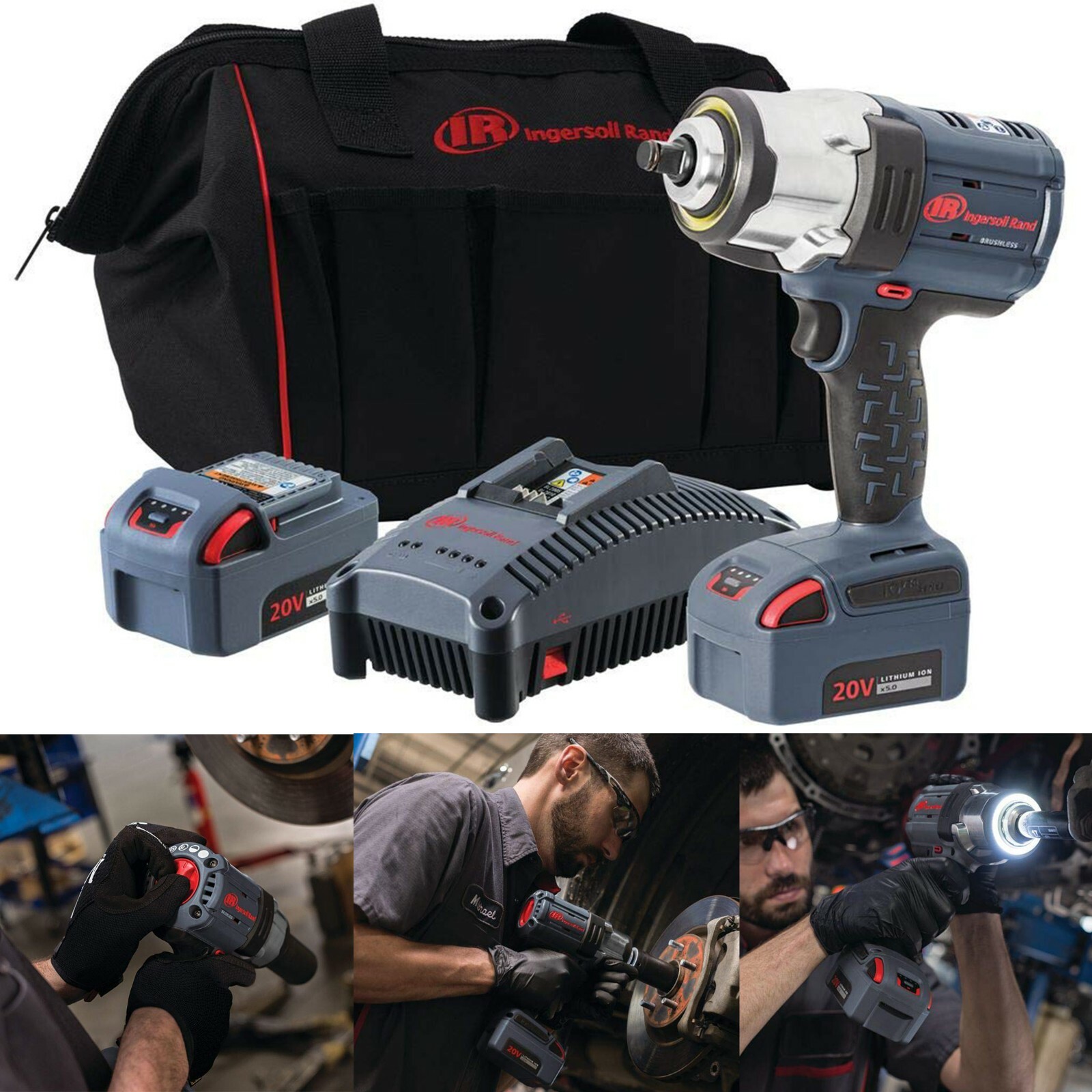Ingersoll Rand 1 2 20V Cordless Impact 2 Battery Kit W7152 K22 New Free Ship eBay