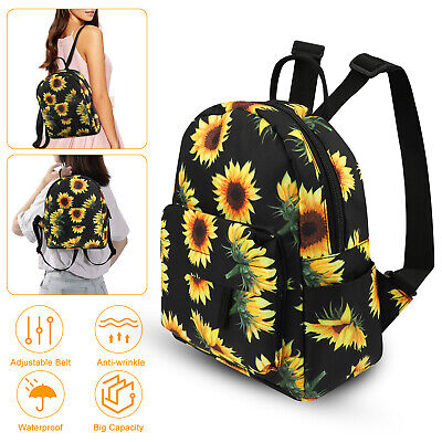 Mini Sunflower Backpack Women Purse Shoulder Rucksack Handbag Travel Bag Pouch