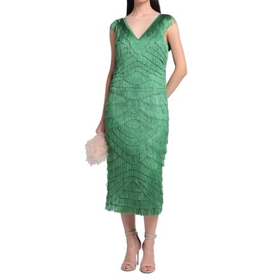 Pre-owned Dolce & Gabbana Fringed Midi Dress In Green