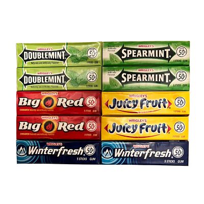 50 x Wrigley's Doublemint, Big Red, Spearmint, Juicy Fruit, Winterfresh Kaugummi