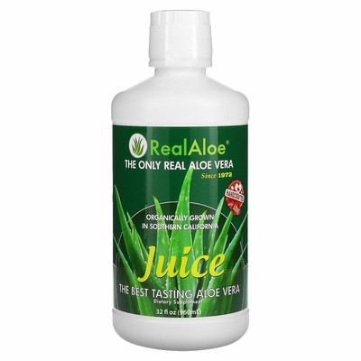 Real Aloe Inc Aloe Vera Juice 32 жидких унции 960 мл Без глютена, без ГМО, не тестировалось