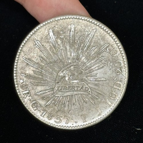 1837 Go Guanajuato Mexico 8 Reales P.J. Cap & Rays Libertad