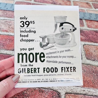 1949 Gilbert Food Mixer - Original Retro PRINT AD