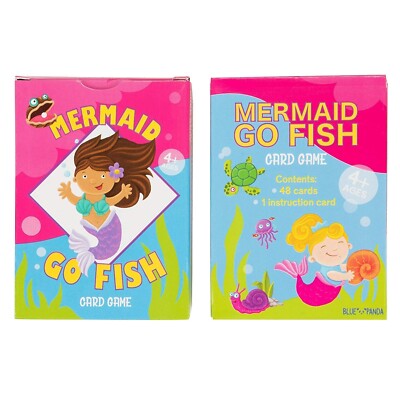 4-Pack Go Fish Card Game Matching Game for Kid, Mermaid Design, 48-Card per Deck