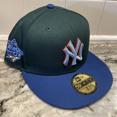 New Era New York Yankees  Enchanted Forest  Sky Blue UV Fitted Hat Cap Sz 7 3/4