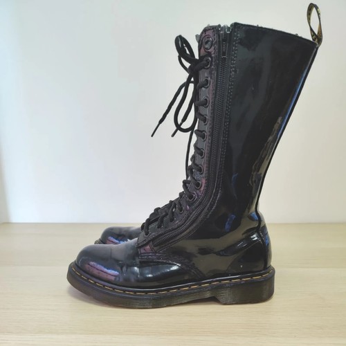 Dr Martens 9733 Black Patent Leather Double Zip 14 Eyelet
