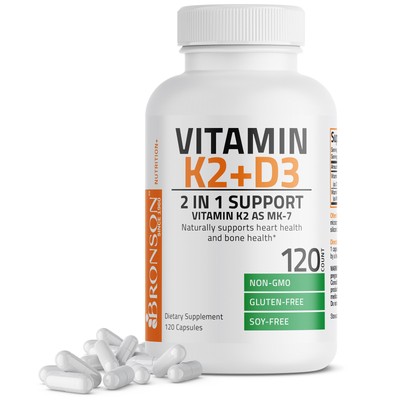 Vitamin K2 (MK7) w/ D3 Bone & Heart Health Non GMO & Gluten Free Easy to Swallow