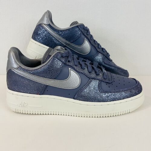 Nike Air Force 1 Low Light Carbon Grey Silver Trainers Size