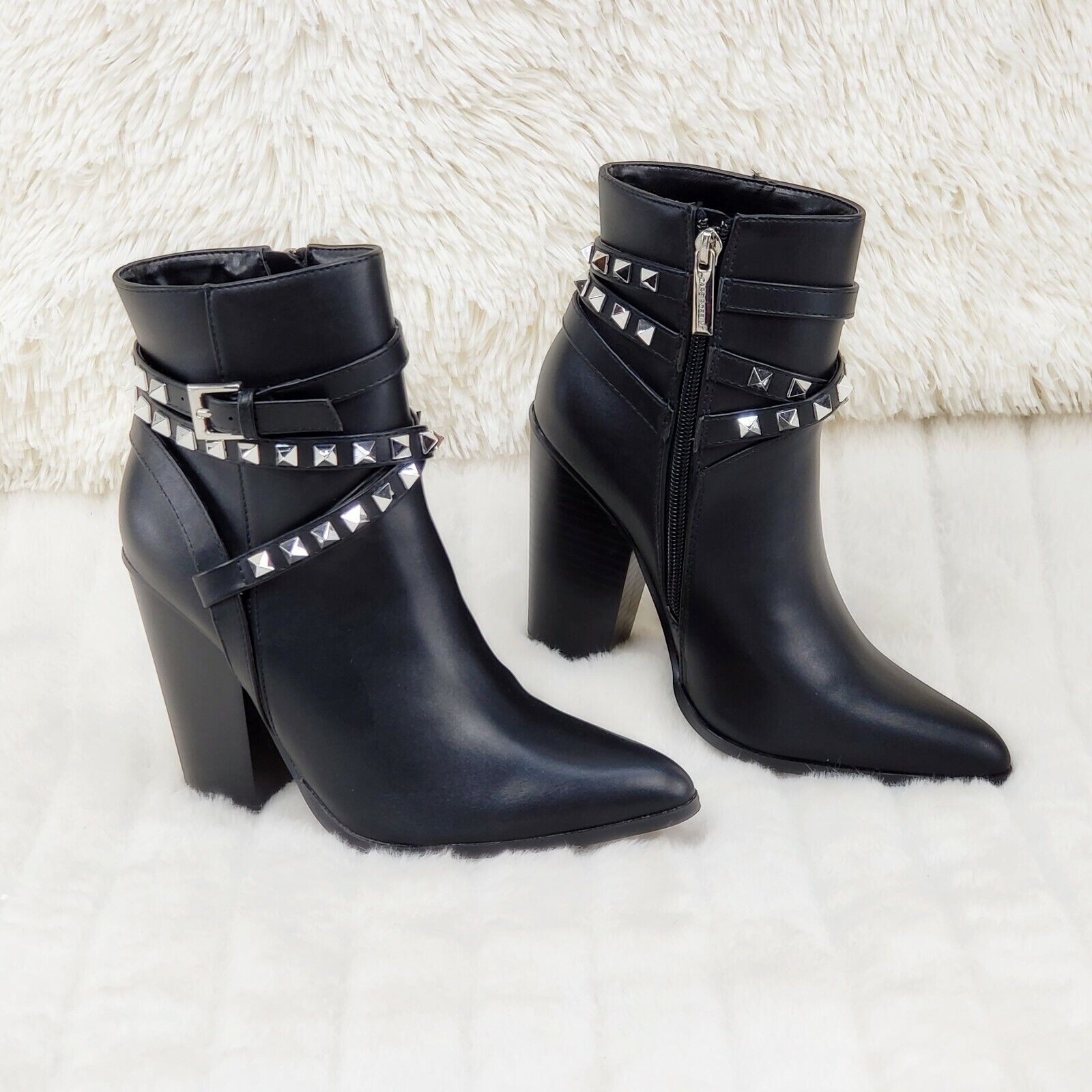Classic Western Designer Cowboy Style Studded Strap Ankle Boot...