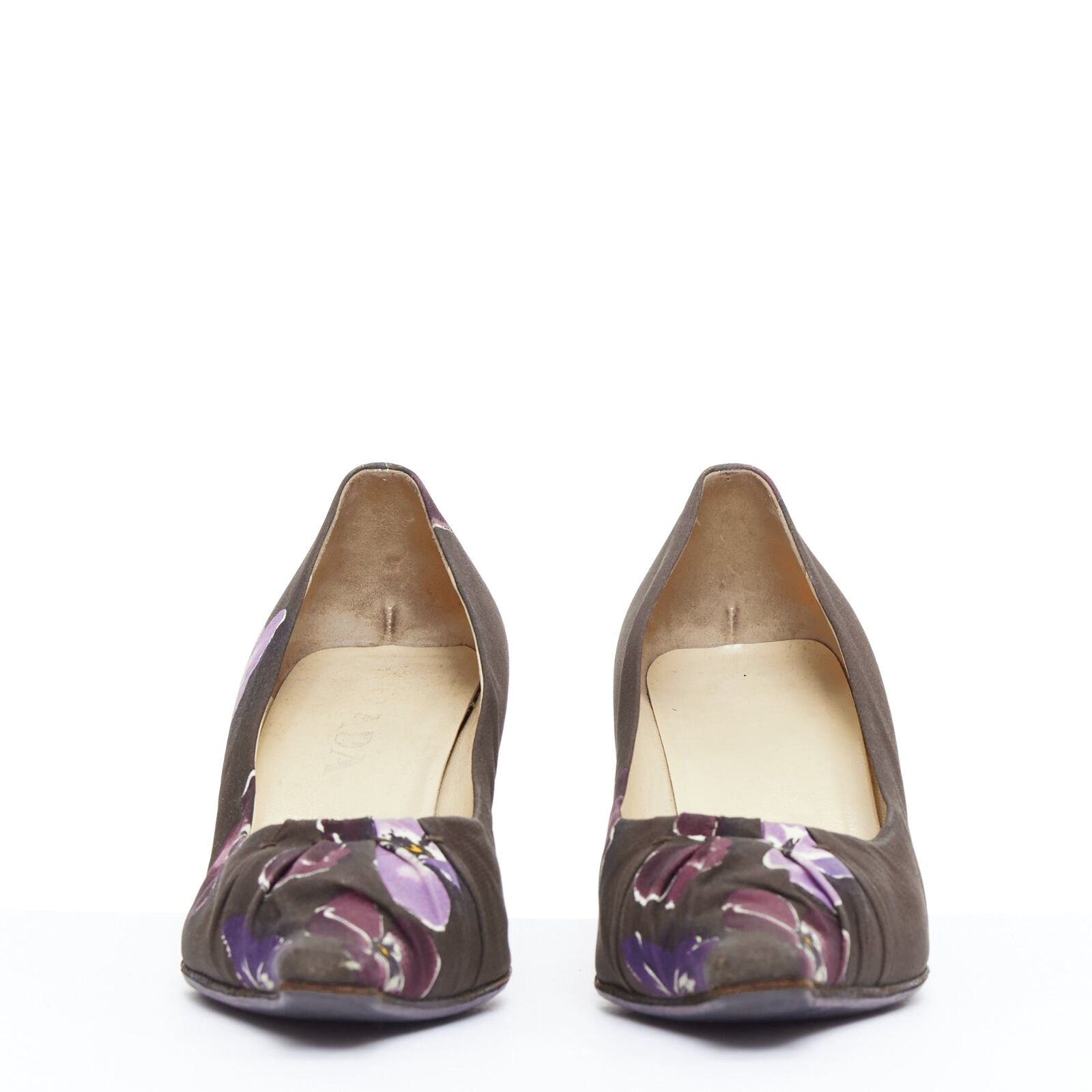 PRADA 2000 Vintage brown purple floral print fabric kitten PRADA 2000 Vintage brown purple floral print fabric kitten