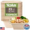 Vplus 150 Pack 32 OZ Paper Bowls Bulk, Square Disposable and Compostable, Eco-friendly Bagasse, Heavy-duty Bowls Perfect for Milk Cereals, Snacks, Salads