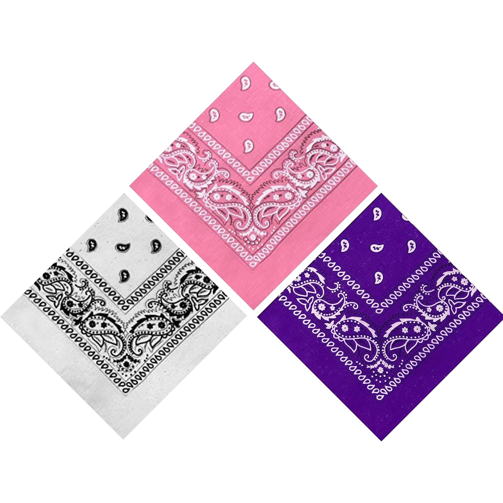 3x Paisley Bandanas Multifunctional Neckwear Unisex Scarf Fancy Hair Accessories