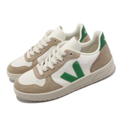 

Veja V-10 Chromefree Leather White Emeraude Green Khaki Women Casual VX0503146A, Белый, V-10 Chromefree Leather