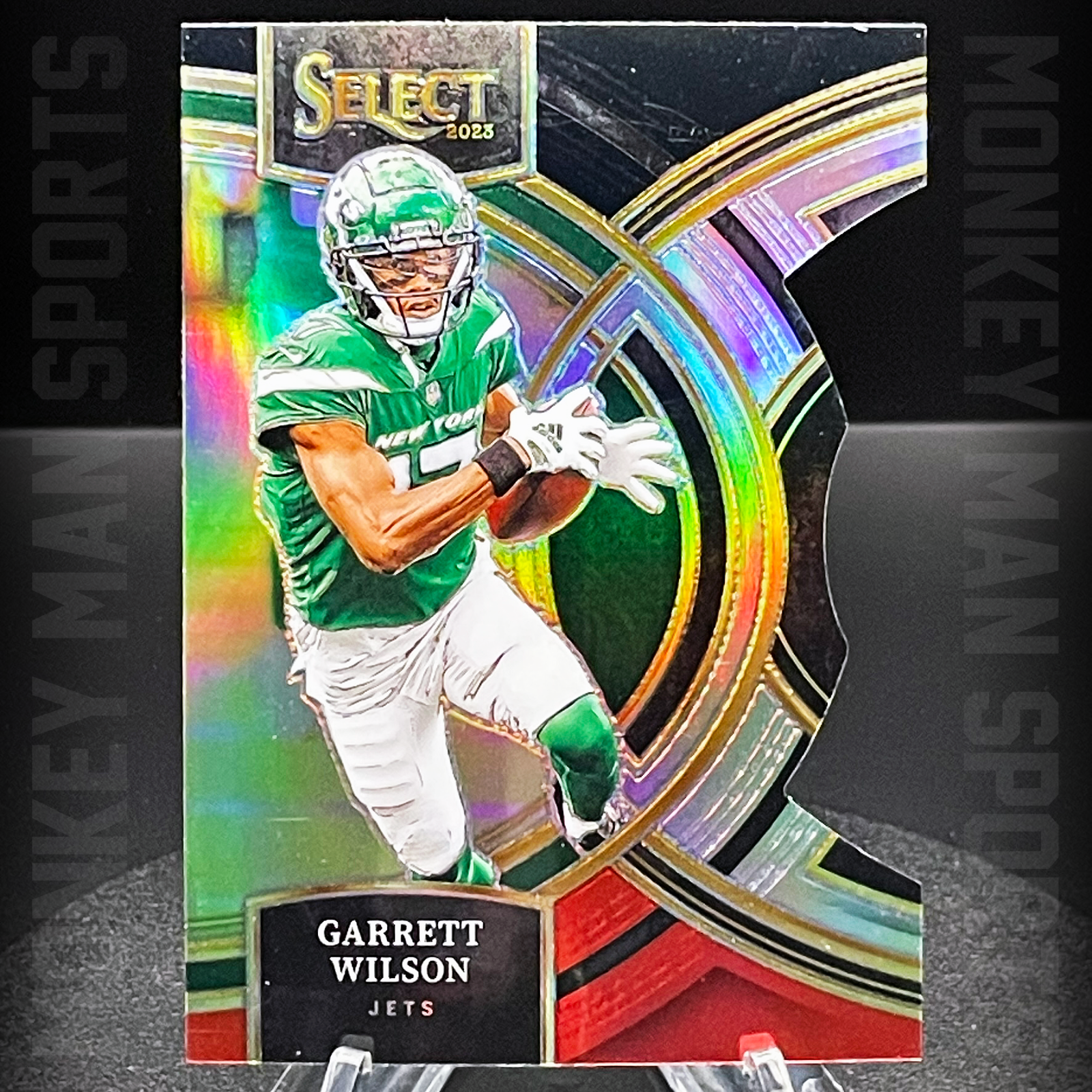 2023 Select - Garrett Wilson - #115 BLACK/RED SILVER PRIZM DIE-CUT JETS MINT