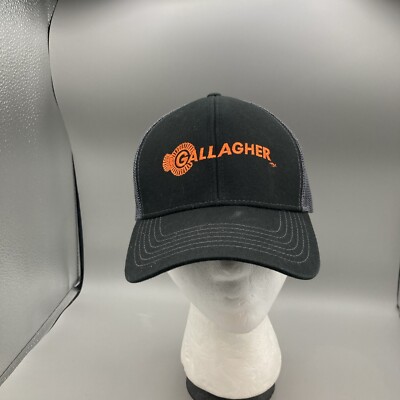 Gallagher Security Hat Baseball Cap Black And Orange Adjustable