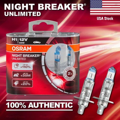 2x H1 448 OSRAM Night Breaker UNLIMITED +110% DuoBox Bulbs Lamps  for FRONT FOG