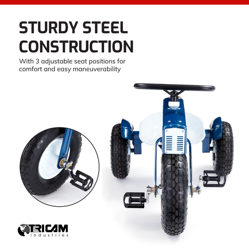 Tricam Ol' Blue Tractor Tricycle, 22" Steel Toddler Bike Kids Ride On Toy, Blue