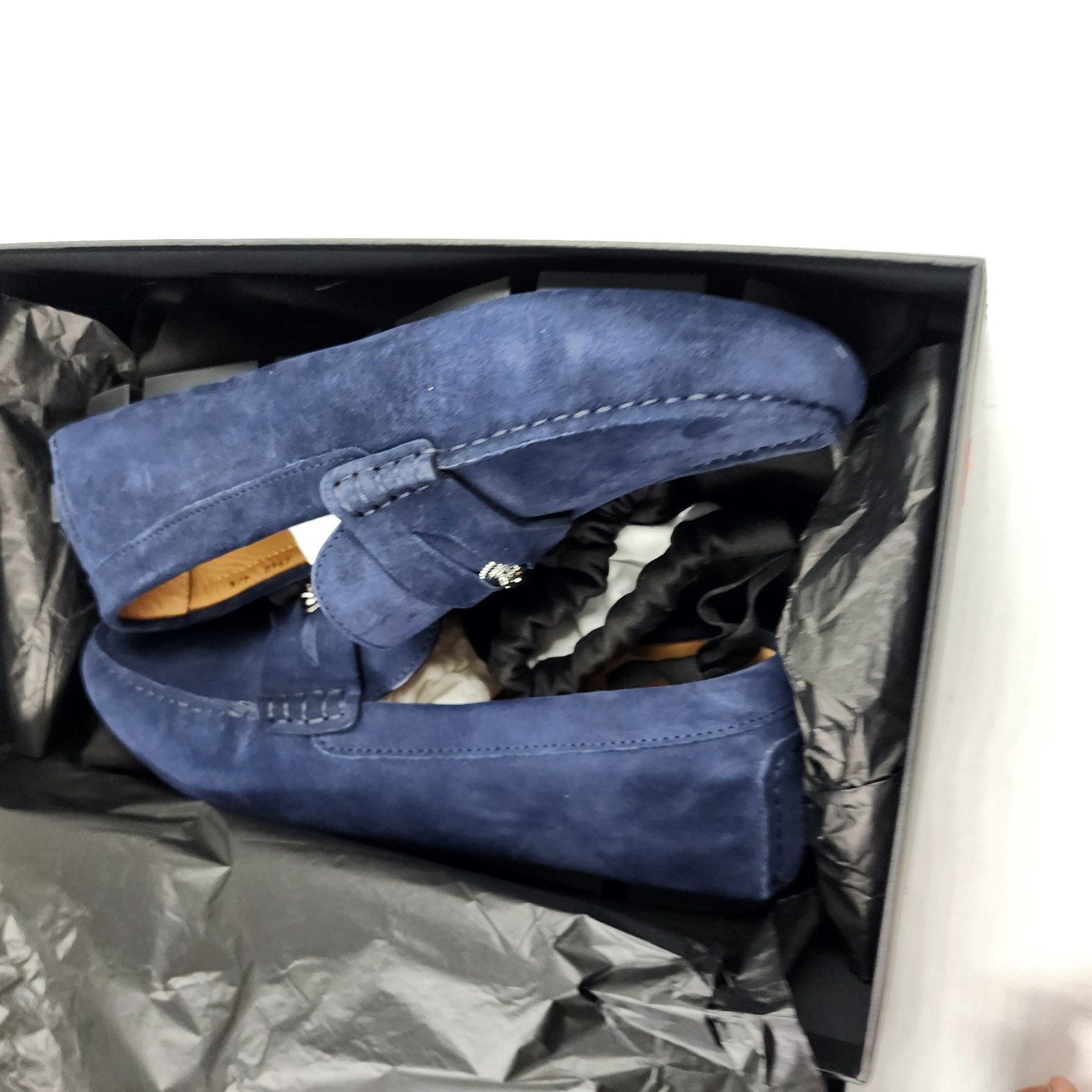 Versace Medusa Penny Loafers Men's 42.5/9.5US Blue Stitched Moc Toe Slip On - Picture 19 of 24