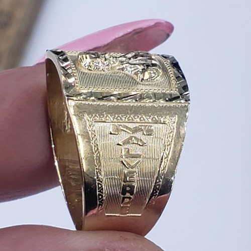Pre-owned Handmade Mans Solid 14k Yellow Gold Malverde Sinaloa Ring Size 8 9 10 11 12