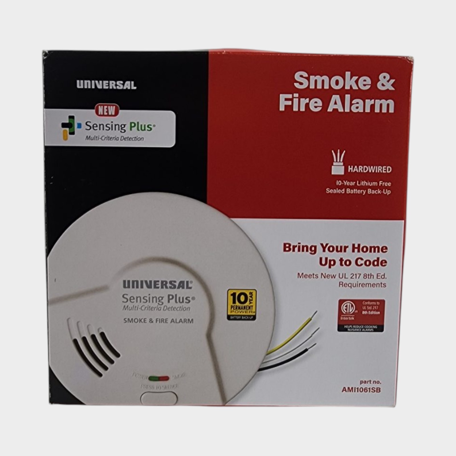 Universal Sensing Plus Multi Criteria Hardwired Smoke & Fire Alarm w/ 10 Year Ba