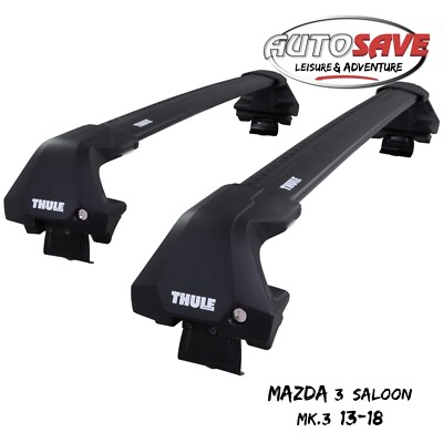 Thule WingBar Edge Black Aluminium Roof Bars Set for Mazda 3 Saloon Mk.3 13-18