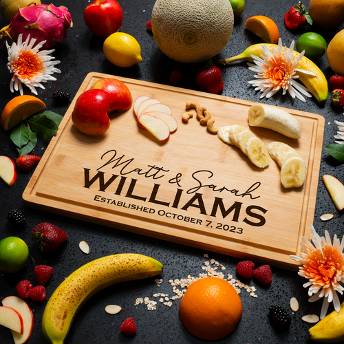 Custom Engraved Personalized Bamboo Cutting Board Wedding Cute Housewarming Gift