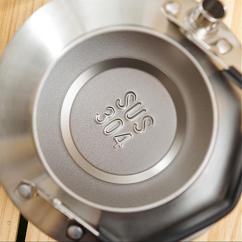 Stainless Steel Tea Kettles Handle Camping Pot Coffee Pot Picnic Cooker 1/1.5L