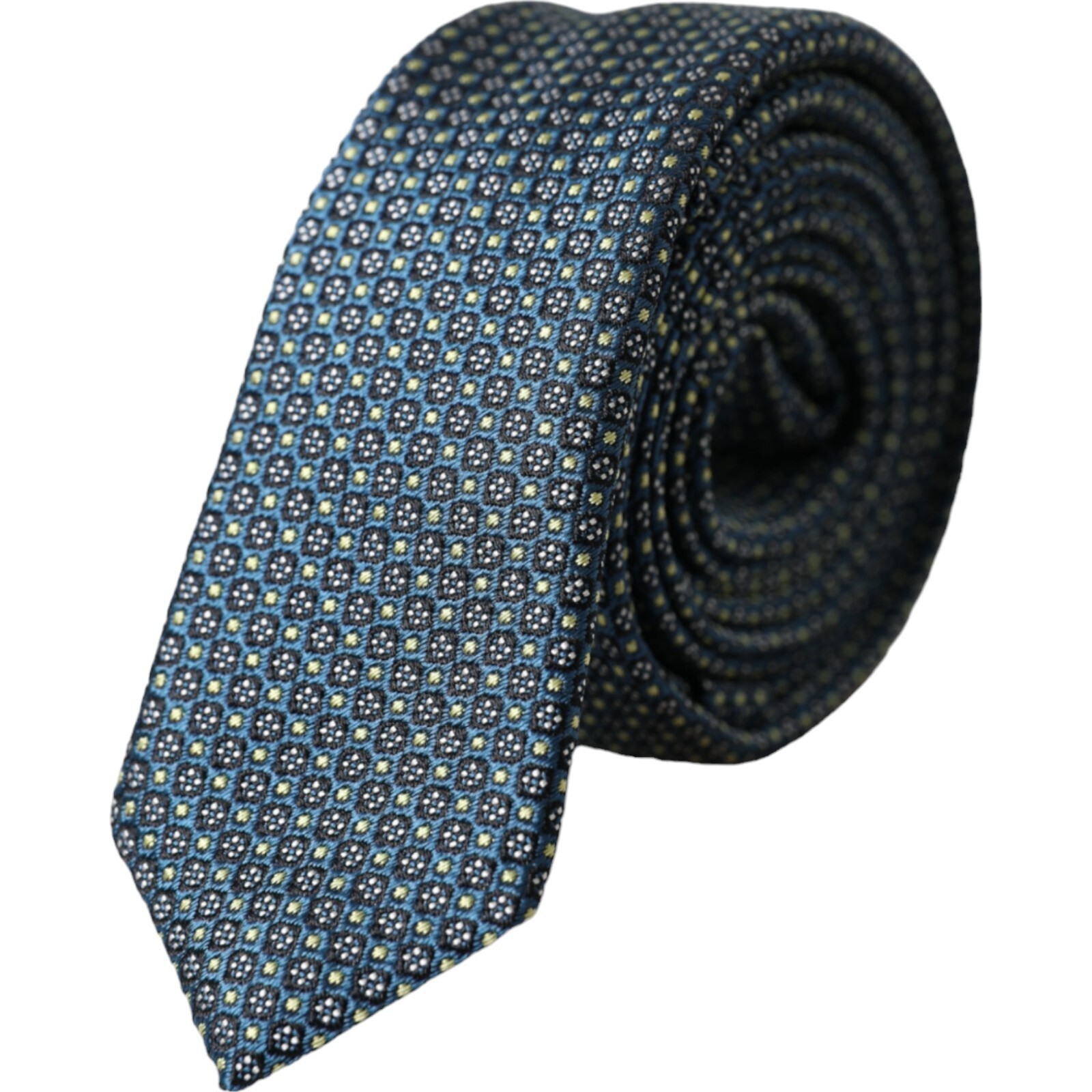DOLCE & GABBANA Tie Green Patterned 100% Silk Adjustable Men