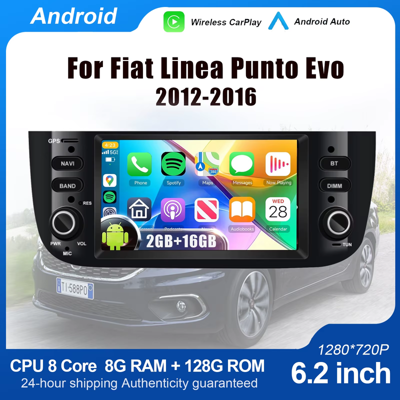 6.2"Android Car Radio Fiat Linea Punto Evo 2012-2016 Multimedia Player Supports