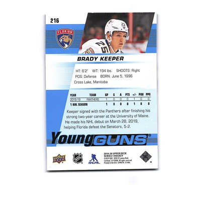 2019 Upper Deck Series 1 #216 Brady Keeper RC Young Guns