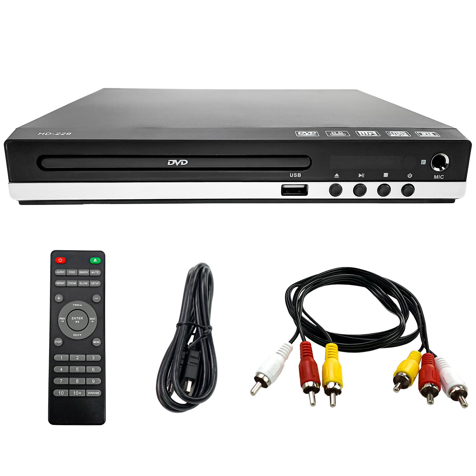 2024 DVD Player 1080P HD DVD CD Disc Player HDMI/AV Output & USB Input for TV