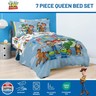 Jay Franco Kids Comforter Set Includes Sheets and Pillow Cover - Soft and Cozy Bed Set for Stylish Room Décor, Blue - Toy Story, 7 Piece Queen