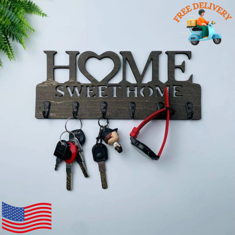 Wall Mounted Key Holder Sweet Home Key Organizer Hanger Hook