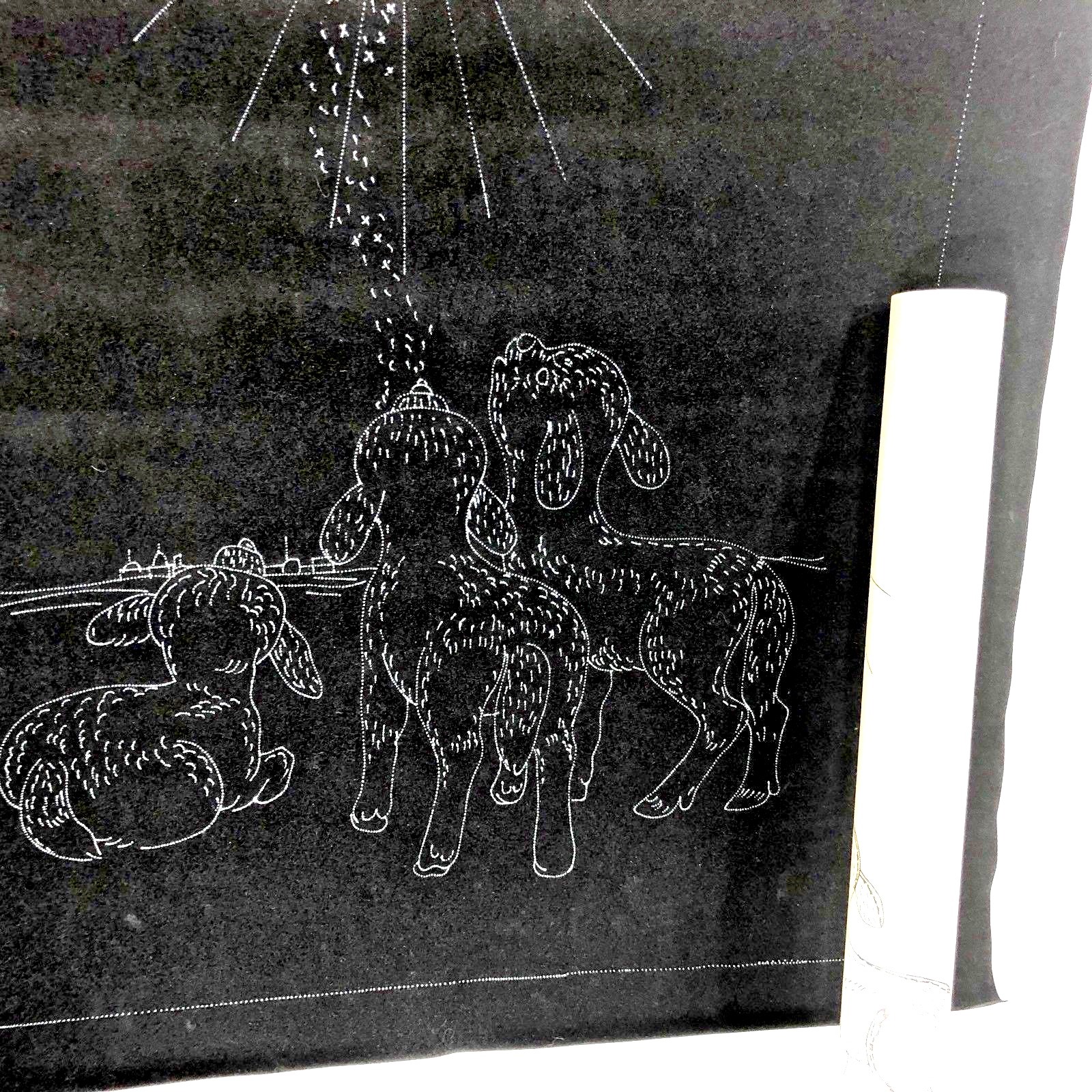 Vintage Liquid Embroidery Picture Paint 9452 Lambs Tri Chem Black Christmas USA